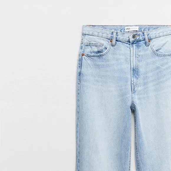 ZARA WIDE LEG FULL LENGTH RIPPED JEANS - Picture 3 of 4